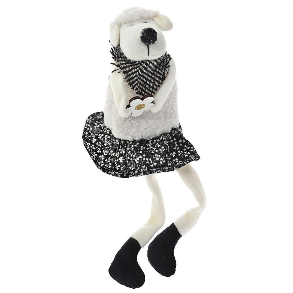 Iliadis Alexandros Dekorativna platnena ovčica, 10 x 9.5 x 10 cm, Crno-bela