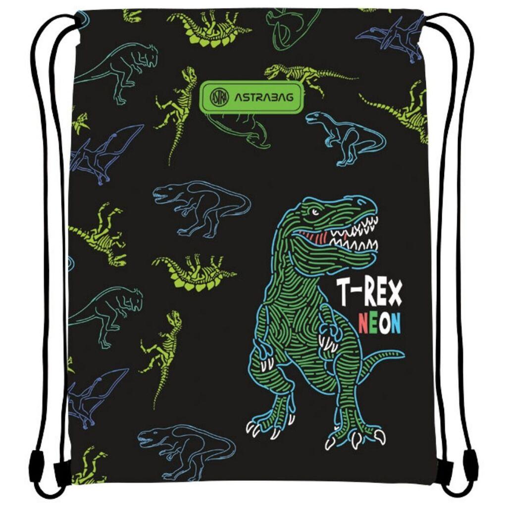 Astrabag Torba za patike za dečake T-Rex Neon, 40 x 33 cm, Crno-zelena