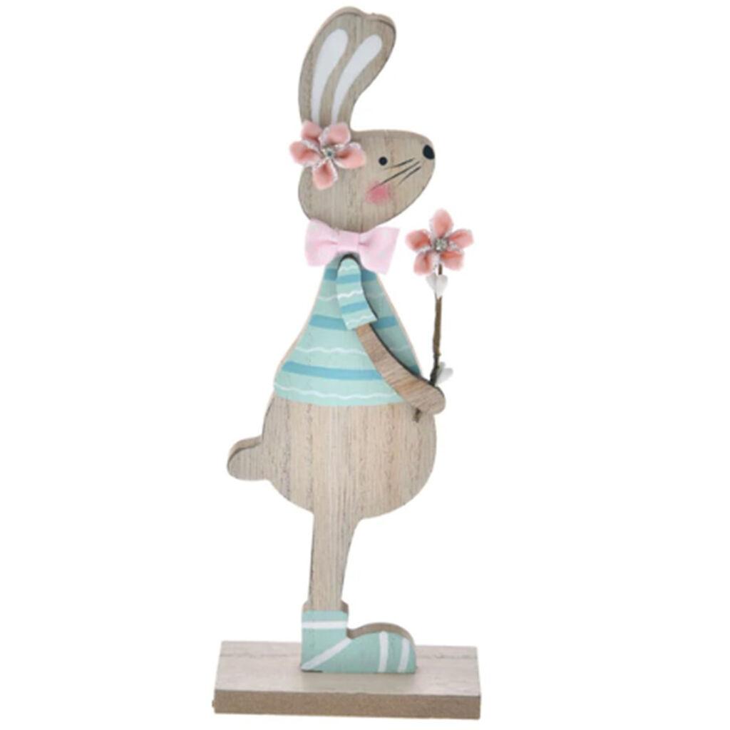 Iliadis Alexandros Dekorativni zeka sa cvećem, 24 x 9 cm, Šareni