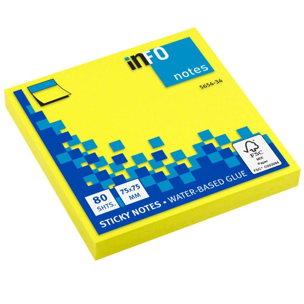 Info Samolepljivi blokčić, 75x75mm,  Žuti