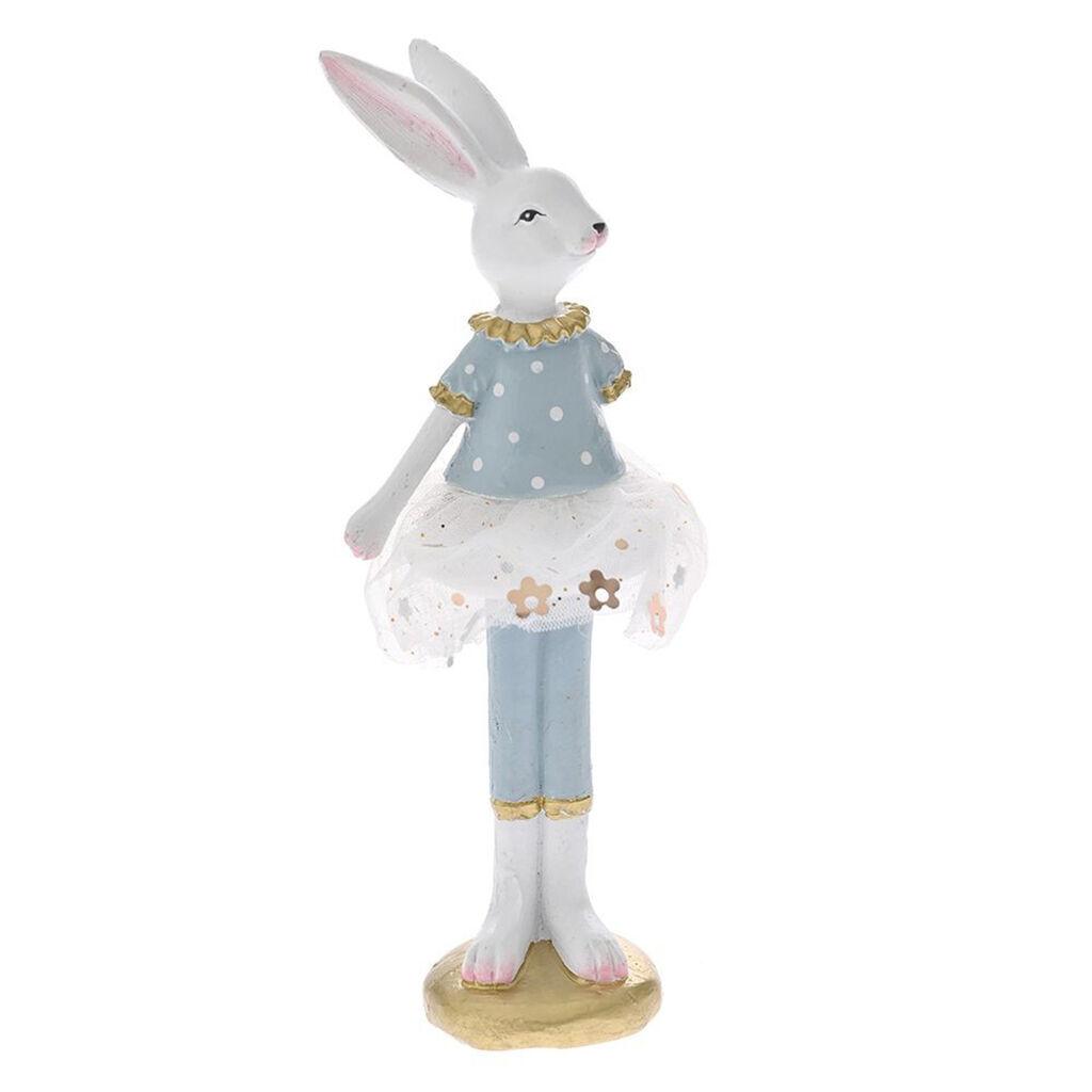 Iliadis Alexandros Dekorativna uskršnja zečica sa suknjicom, 20 x 8 x 5 cm, Plavo-bela