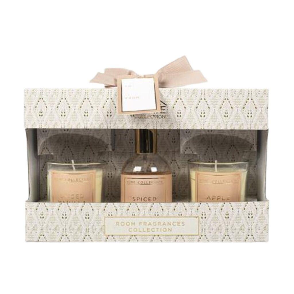 Poklon set Sveća i sprej Jabuka, cimet i vanila