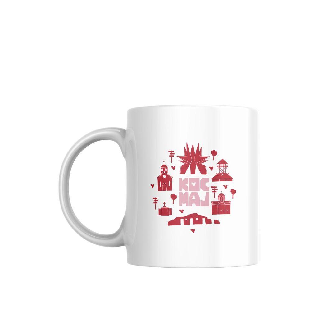 Šolja Kosmaj, 330 ml, Belo-crvena