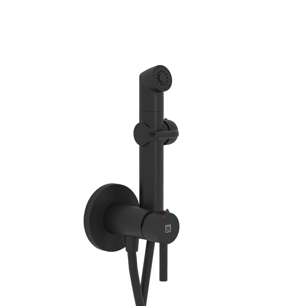 HERZ Higijenski tuš sa priključkom i držačem, Crni