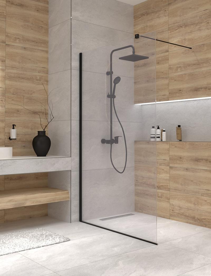 ELSA DEKOR  Paravan za kupatilo GRANADA 120x200cm, Crni profil