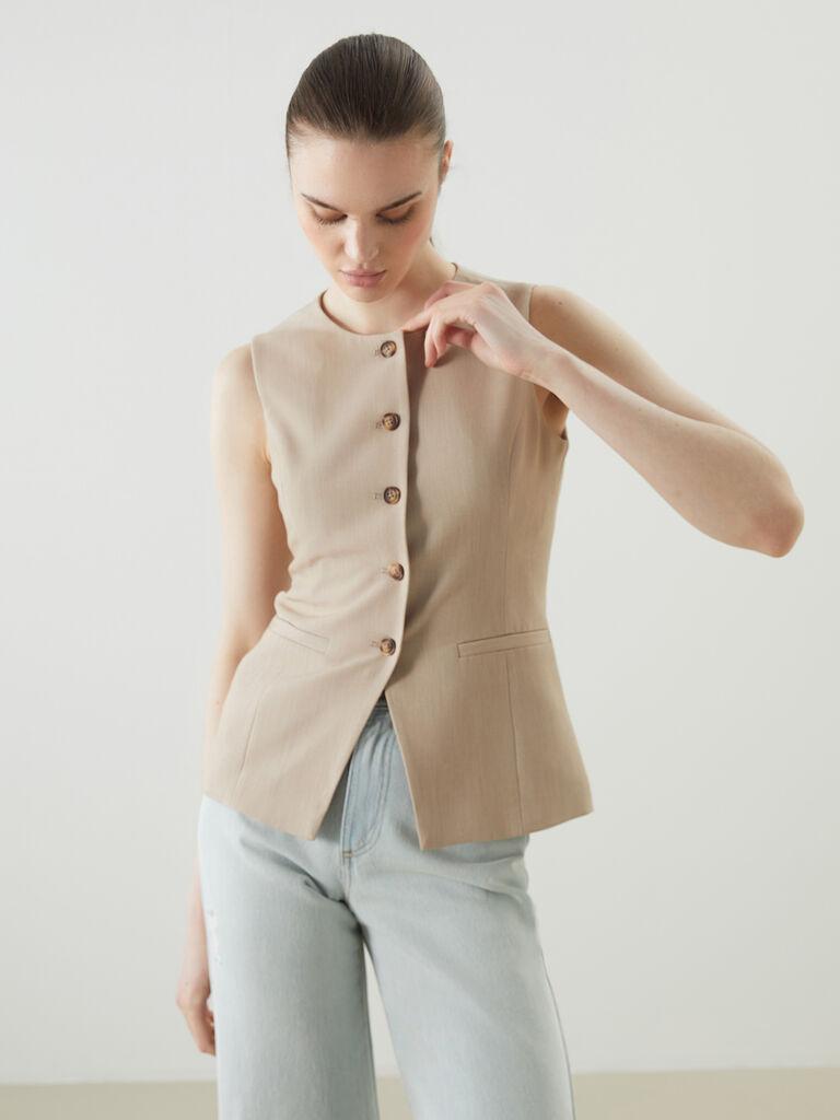 LC Waikiki Ženski prsluk W58773Z8-CR8, Bež