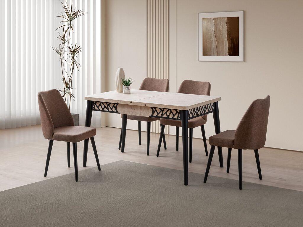 Hanah Home Trpezarijski sto na razlvačenje Mira 1224, 130x75x80 cm, Bež