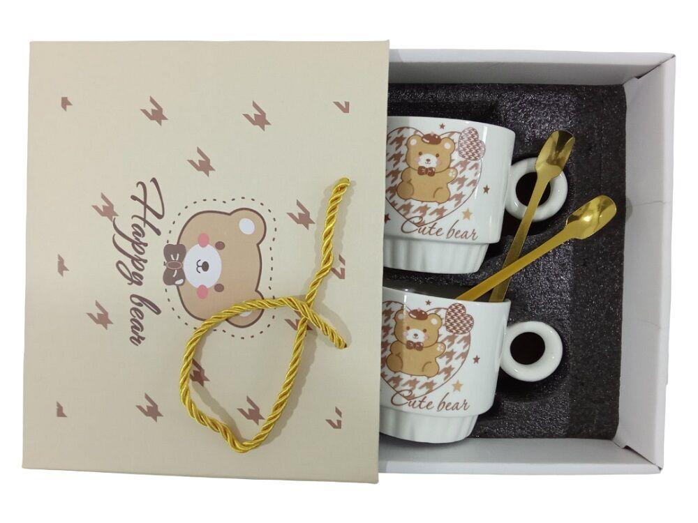 Asch Set šolja Happy Bear, 2 komada, Beli