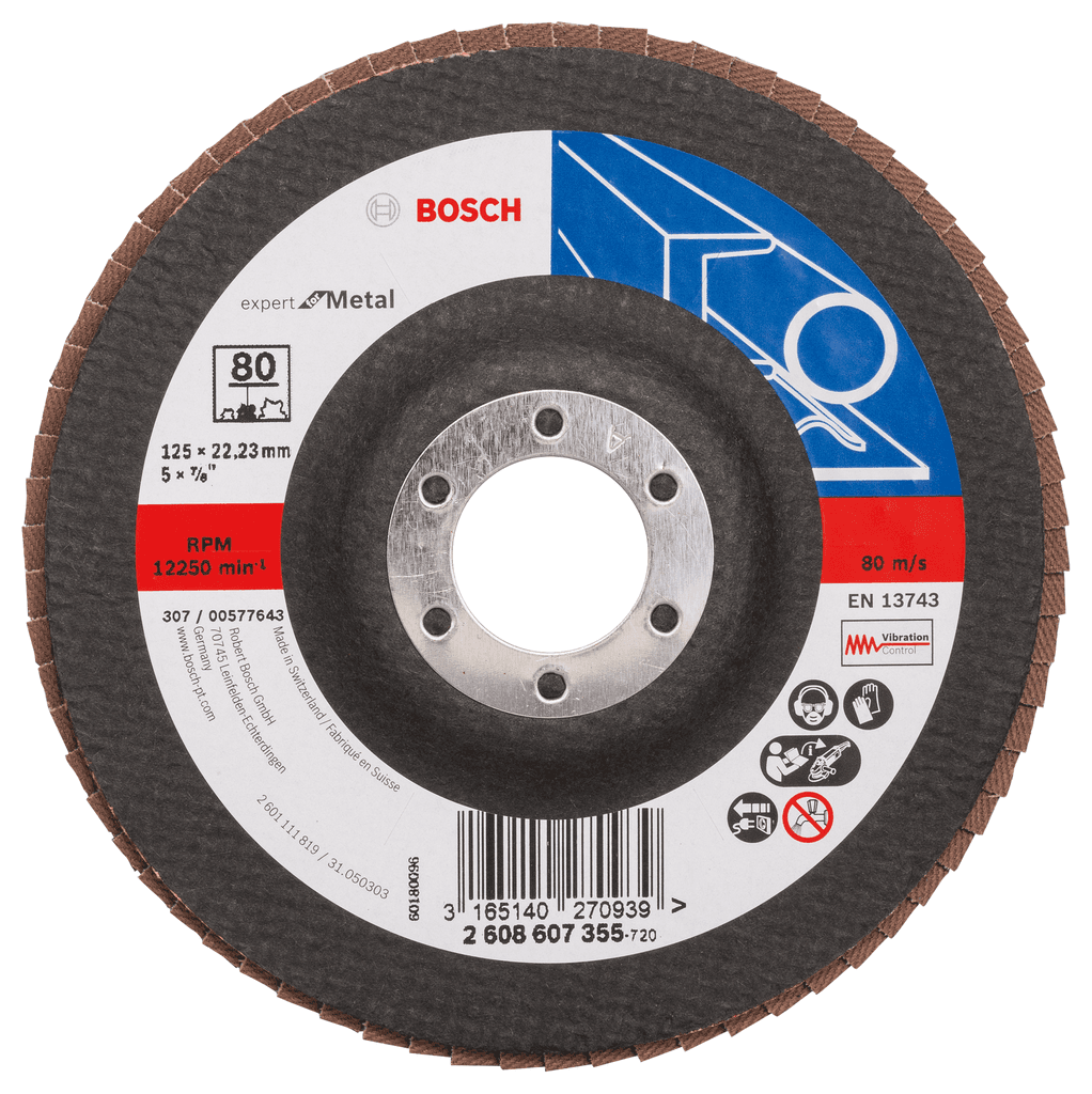Bosch Lamelni brusni disk Profess for Metal 2608607355, Ravni, ∅125 mm, P80