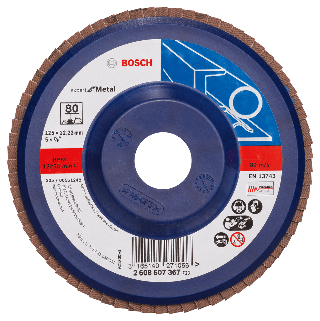 Bosch Lamelni brusni disk Profess for Metal 2608607367, Ravni, ∅125 mm, P80