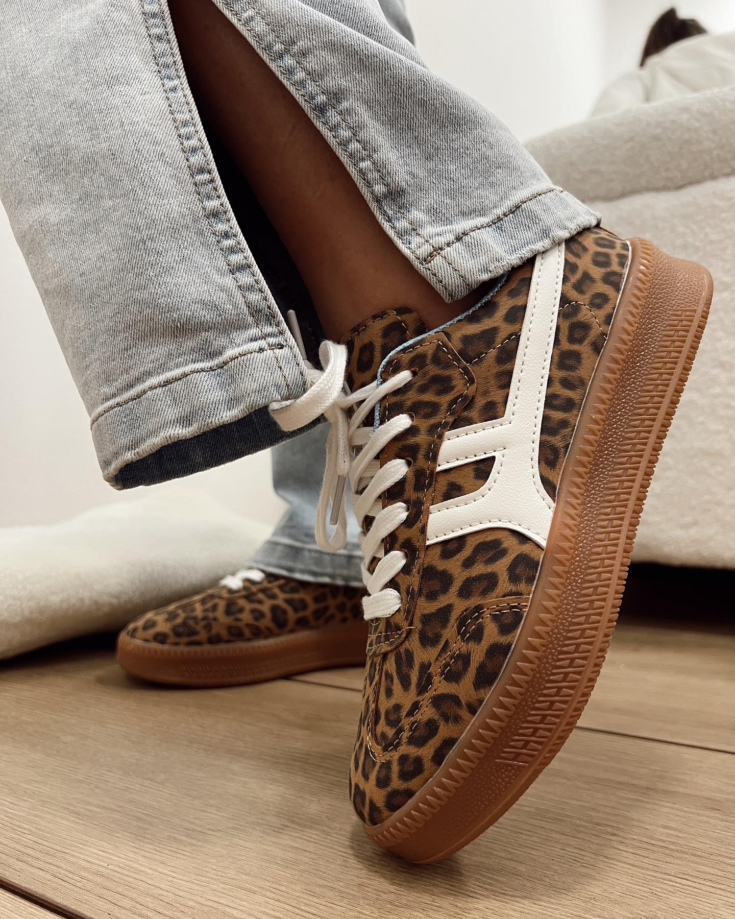 HOP HOP SHOP Ženske patike E833, Leopard, Bele