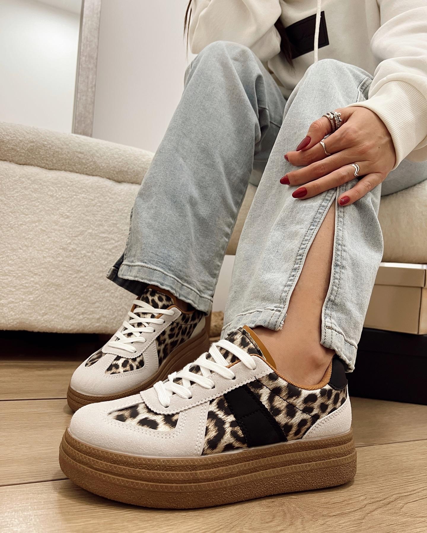 HOP HOP SHOP Ženske patike E831, Leopard, Sive