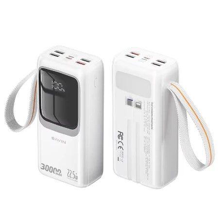 Bavin Power bank 30 000mAh 22.5W - PC1031S bela