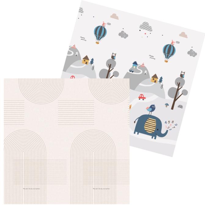 JOY Sklopiva podloga s obšivenim ivicama Grey Deco+Slon u planini 150x200x1cm