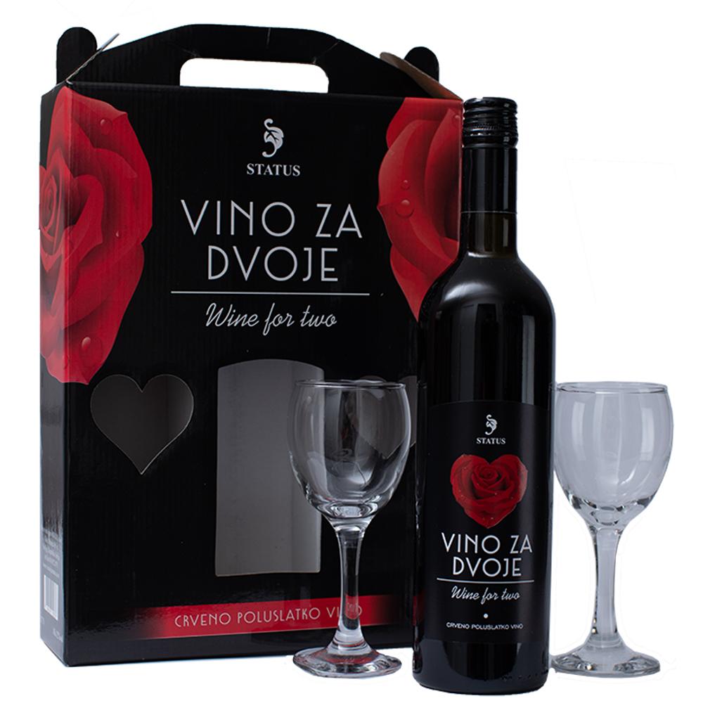 Status Set Crveno vino za dvoje + dve čaše, 0.75l