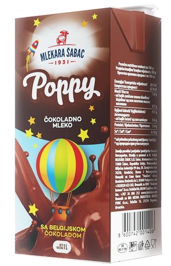 Mlekara Šabac Čokoladno mleko Poppy, 1l