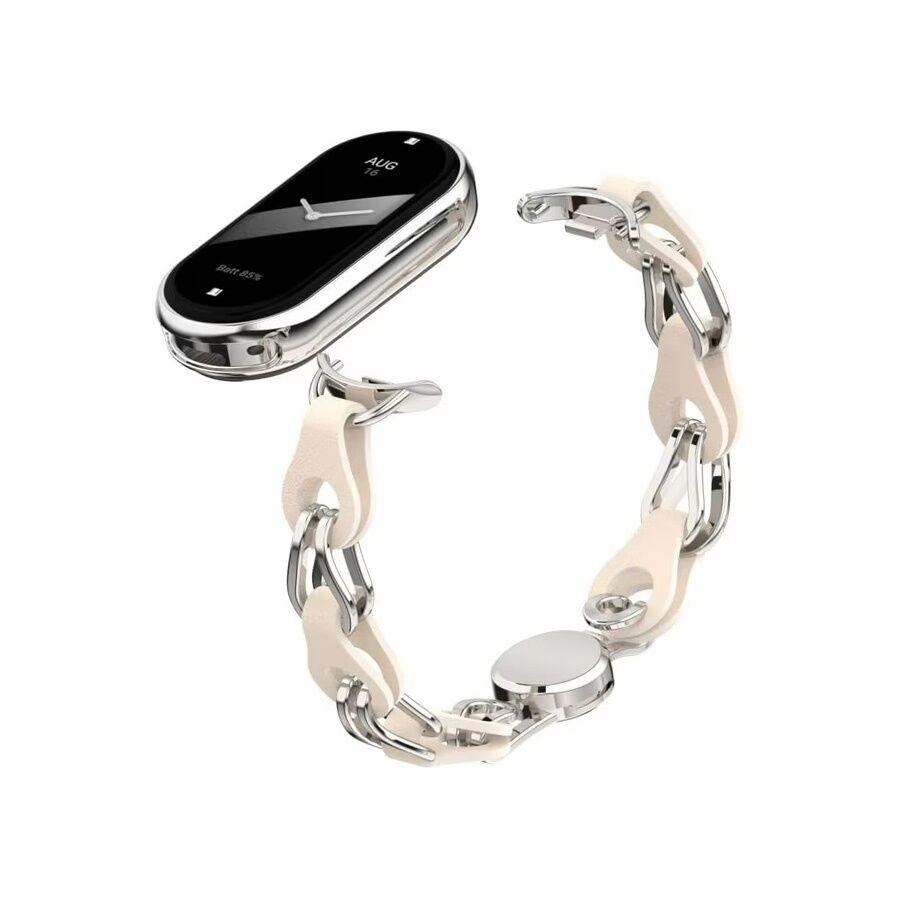 Narukvica za smart watch Xiaomi Mi Band M8/M9, Metalna, Krem