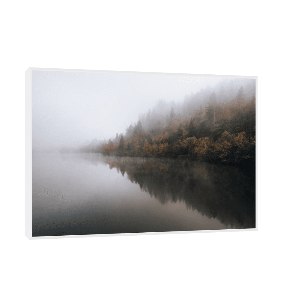 Canvas Slika na platnu Velika šuma pored jezera, 120x80cm, Sa ramom, Beli