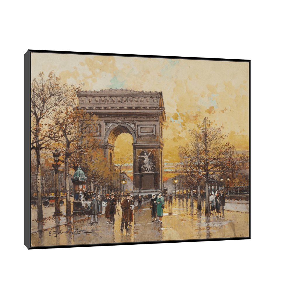 Canvas Slika na platnu Arc de Triomphe in the Fall, Eugčne Galien-Laloue, 50x40cm, Sa ramom, Crni