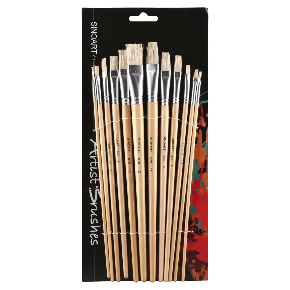 Pop brush Bruegel Set četkica za crtanje ravna, natural, 12 komada