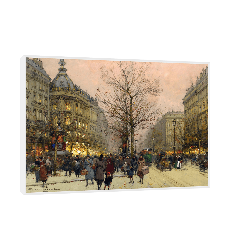 Canvas Slika na platnu Les Grands Boulevards, Paris,Eugčne Galien-Laloue, 45x30cm, Sa ramom, Beli