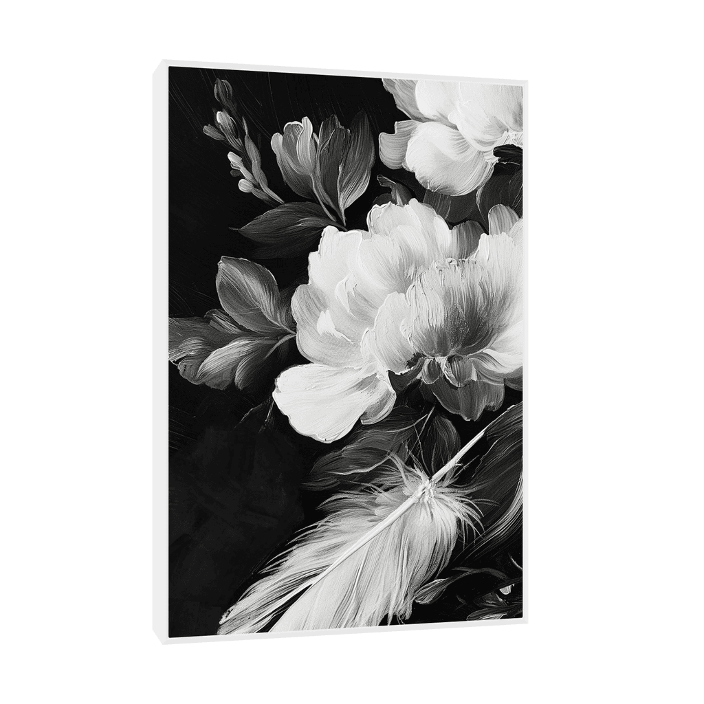 Canvas Slika na platnu Floralni kontrast, 100x150cm, Sa ramom, Beli