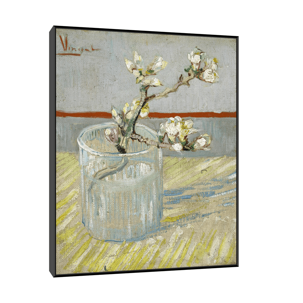 Canvas Slika na platnu Sprig of flowering almond in a glass, Vincent van Gogh 40x50cm, Sa ramom, Crni