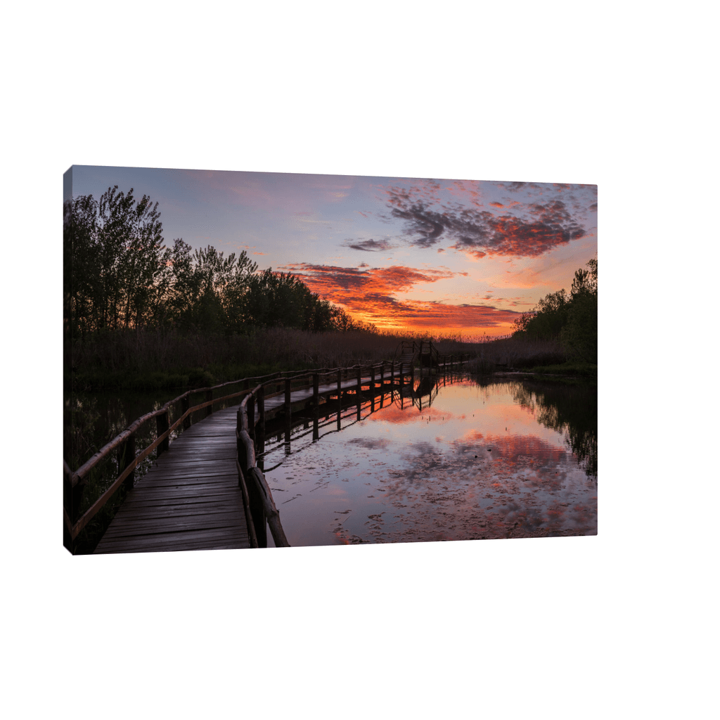 Canvas Slika na platnu Zalazak sunca i most, Bez rama, 120x80cm