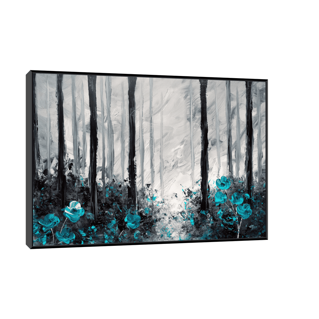 Canvas Slika na platnu Plava šuma 45x30cm, Sa ramom, Crni