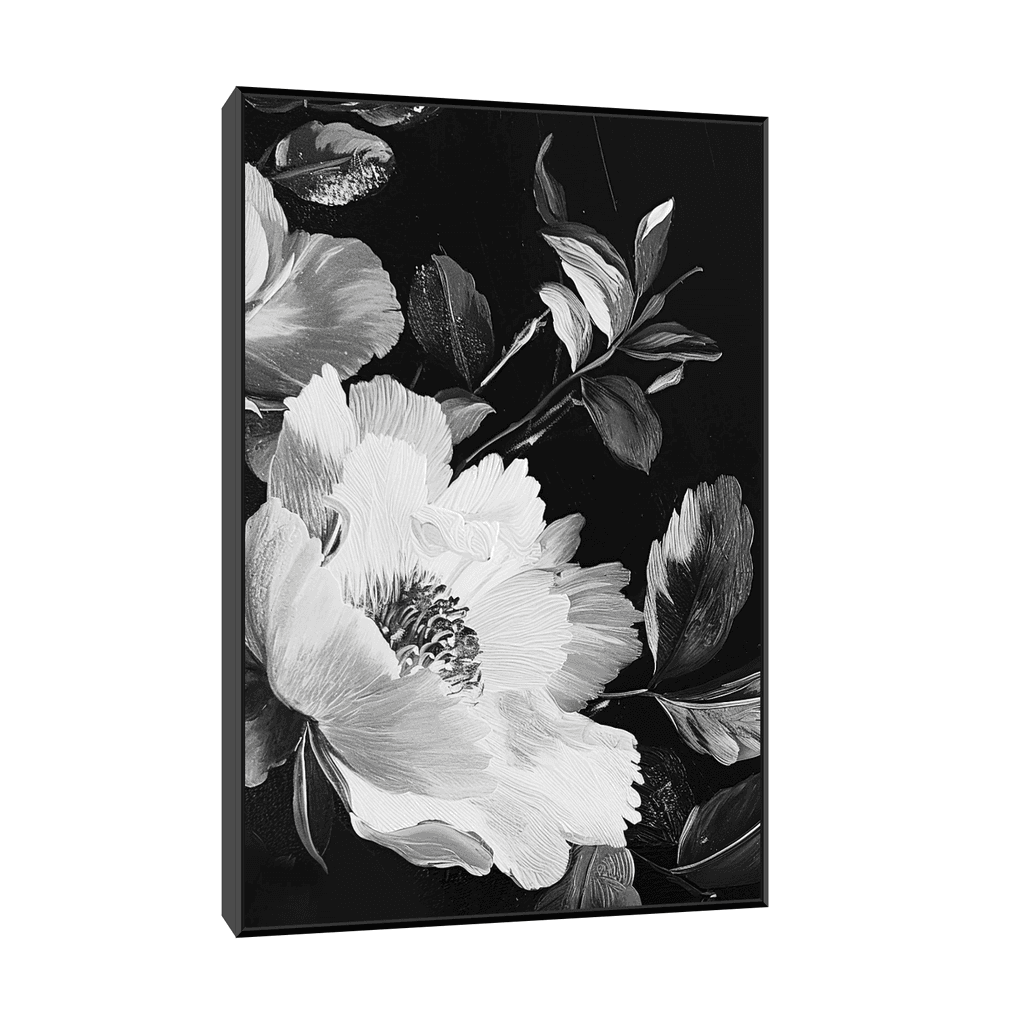 Canvas Slika na platnu Floralni kontrast III, 30x45cm, Sa ramom, Crni