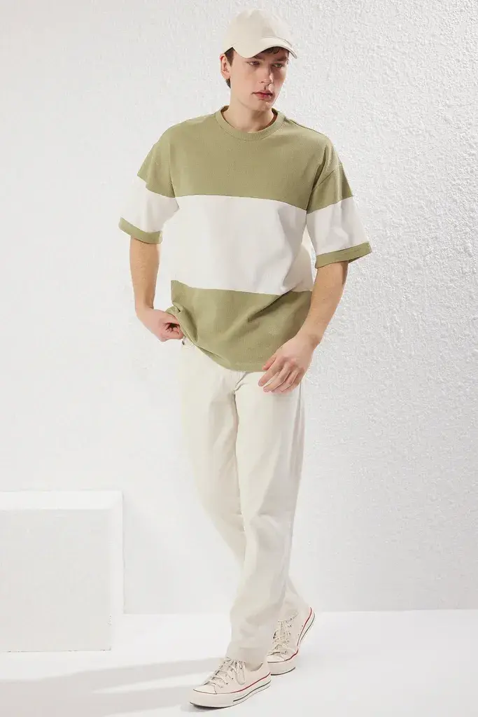 Trendyol Muška majica Tmnss25Ts00065, Zelena