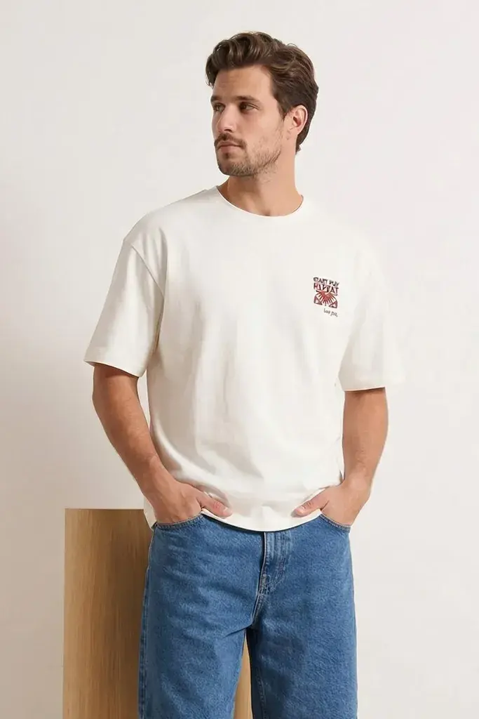 Trendyol Muška majica Tmnss26Ts00024, Krem
