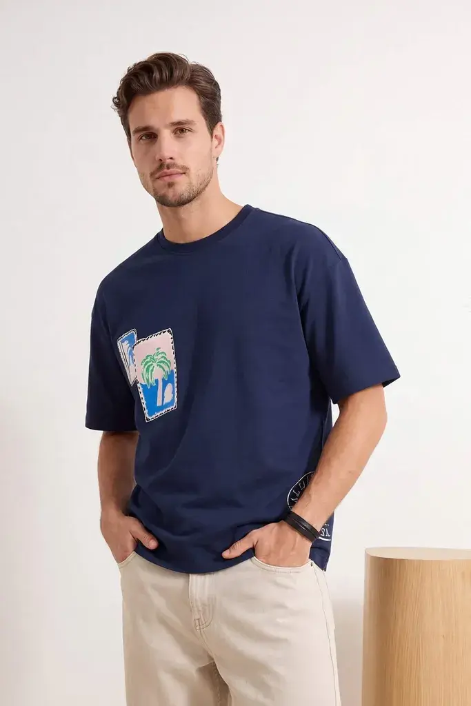 Trendyol Muška majica Tmnss25Ts00219, Tamnoplava