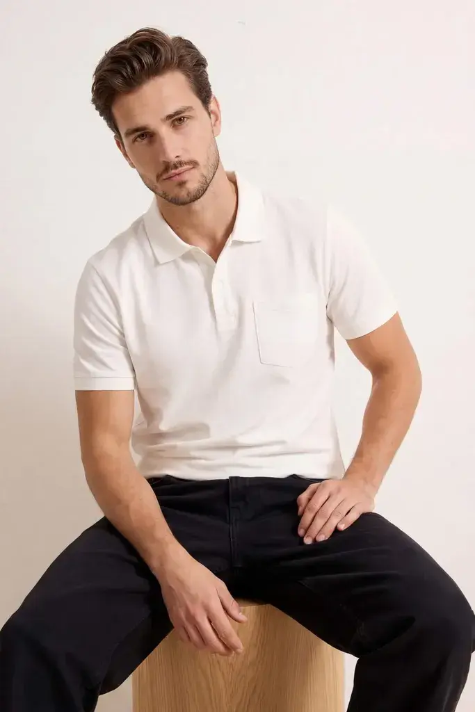 Trendyol Muška majica Tmnss26Po00018, Krem