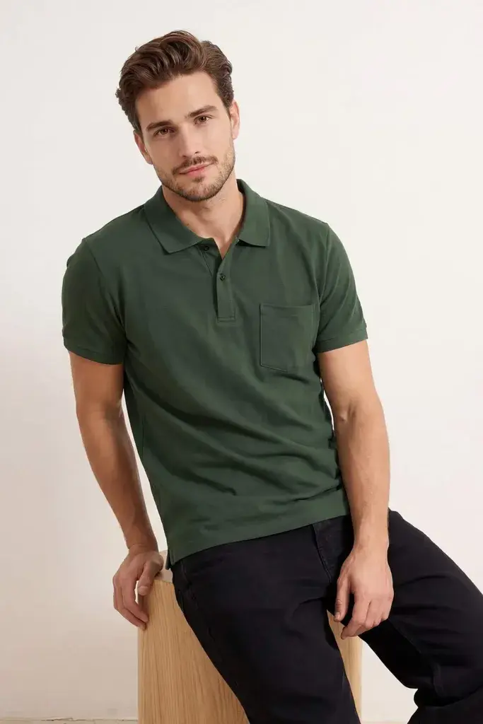 Trendyol Muška majica Tmnss26Po00018, Kaki
