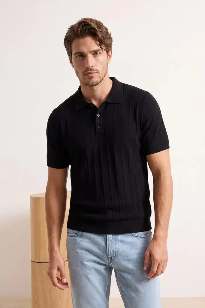 Trendyol Muška majica Tmnss26Po00039, Crna