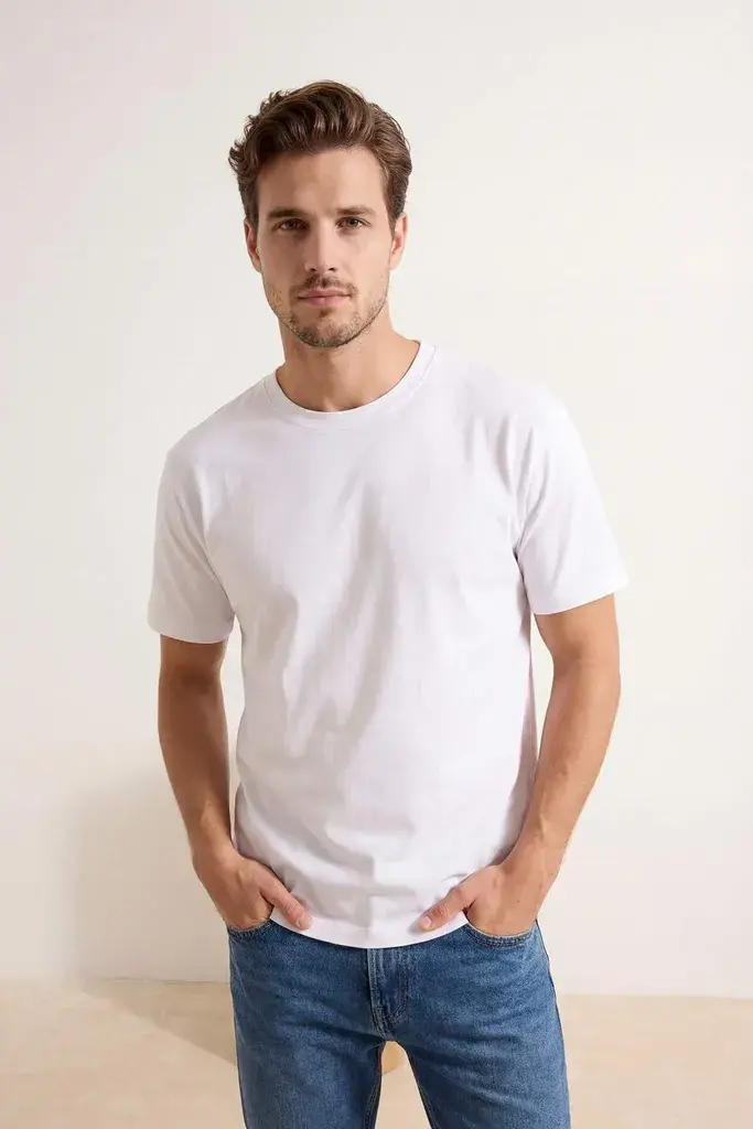 Trendyol Muška majica Tmnss26Ts00022, Bela