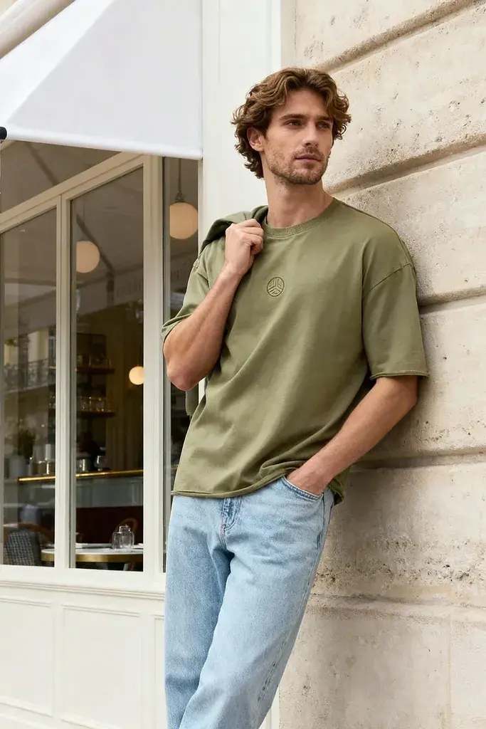 Trendyol Muška majica Tmnss25Ts00077, Kaki