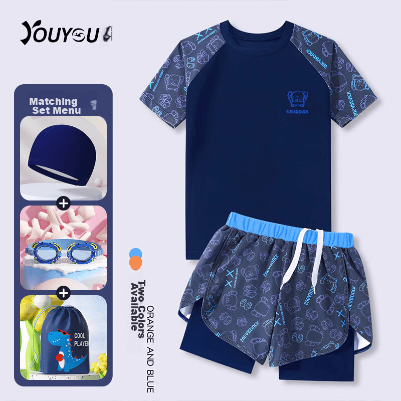 Youyou Set Kupaći kostim za dečake, 5 delova, Teget