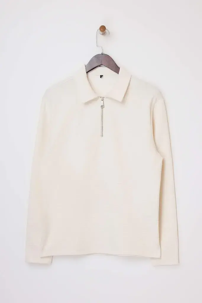 Trendyol Muška majica Tmnss26Po00002, Krem