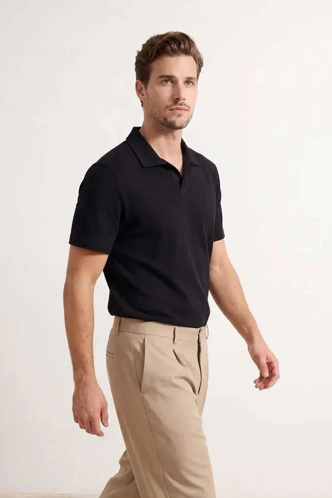 Trendyol Muška majica Tmnss26Po00034, Crna