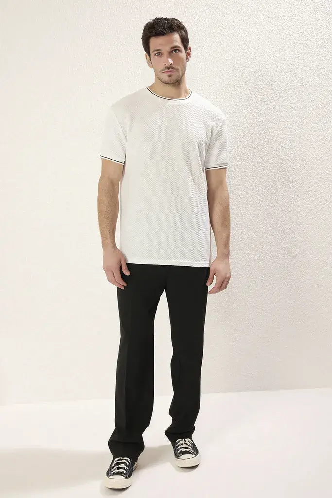 Trendyol Muška majica Tmnss25Ts00042, Bela