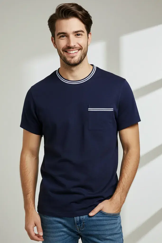 Trendyol Muška majica Tmnss25Ts00035, Tamnoplava