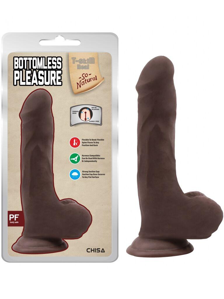 Dildo Bottomless Pleasure, 20cm, Braon
