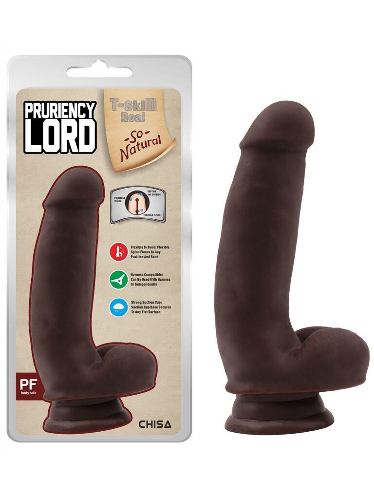 Dildo Pruriency Lord, 17.5cm, Braon
