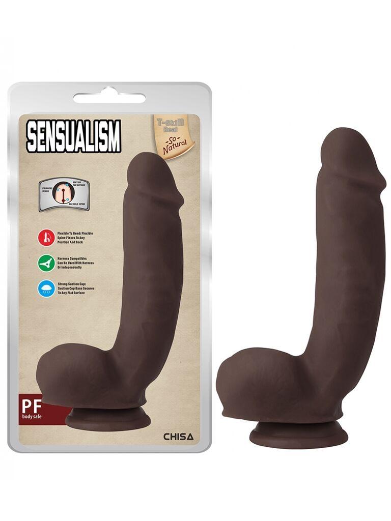 Dildo Sensualism, 21cm, Braon
