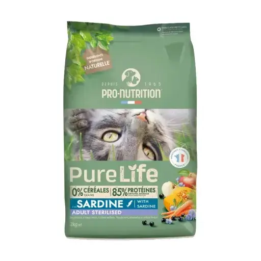 PRO-NUTRITION Suva hrana za mačke Pure Life Adult Sterilised, Sardina, 2kg