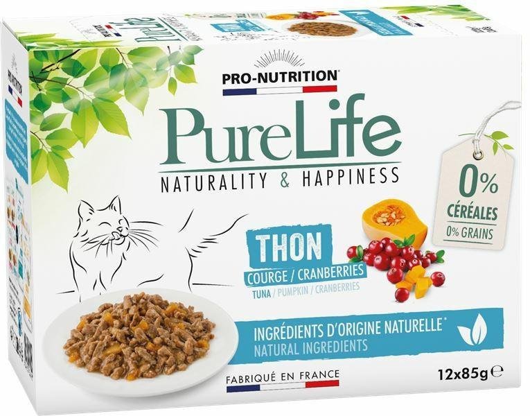 PRO-NUTRITION Vlažna hrana za mačke Pure Life, Tunjevina, 12x85g