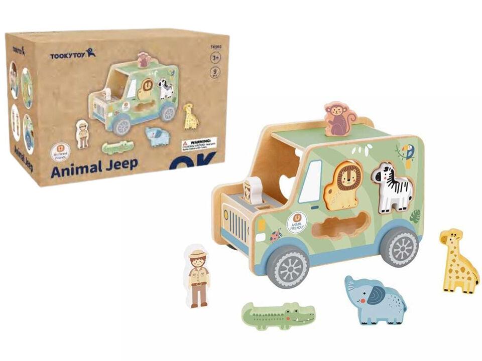 Tooky Toys Igračka Drveni džip sa životinjama