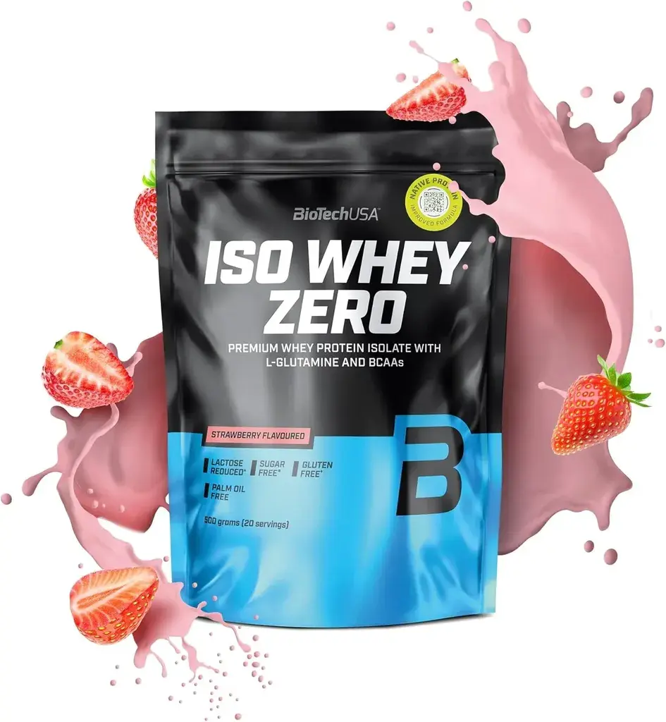 BioTechUSA Protein Iso Whey Zero, Jagoda, 454 g